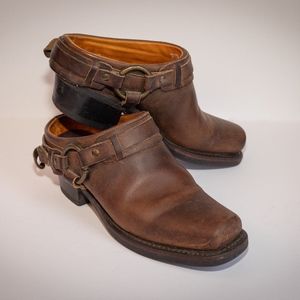 Frye Belted Harness Mule Boots